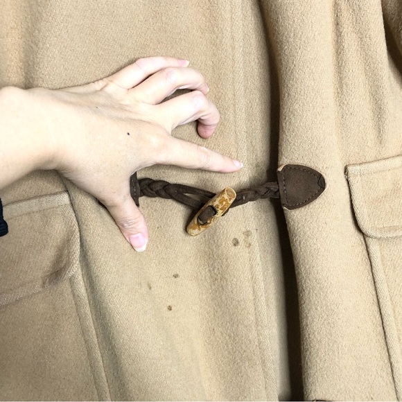 Talbots Camel Duffle Long Coat 100% Wool Removable Hooded Toggle Overcoat Jacket - Picture 4 of 16